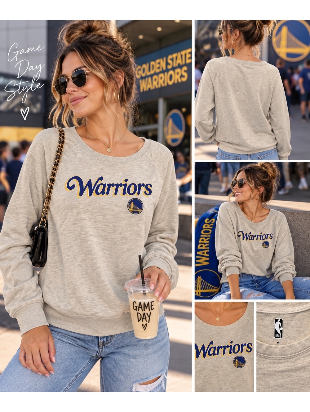 NBA Golden State Warriors Women's Lightweight Pullover Sweatshirt Medium